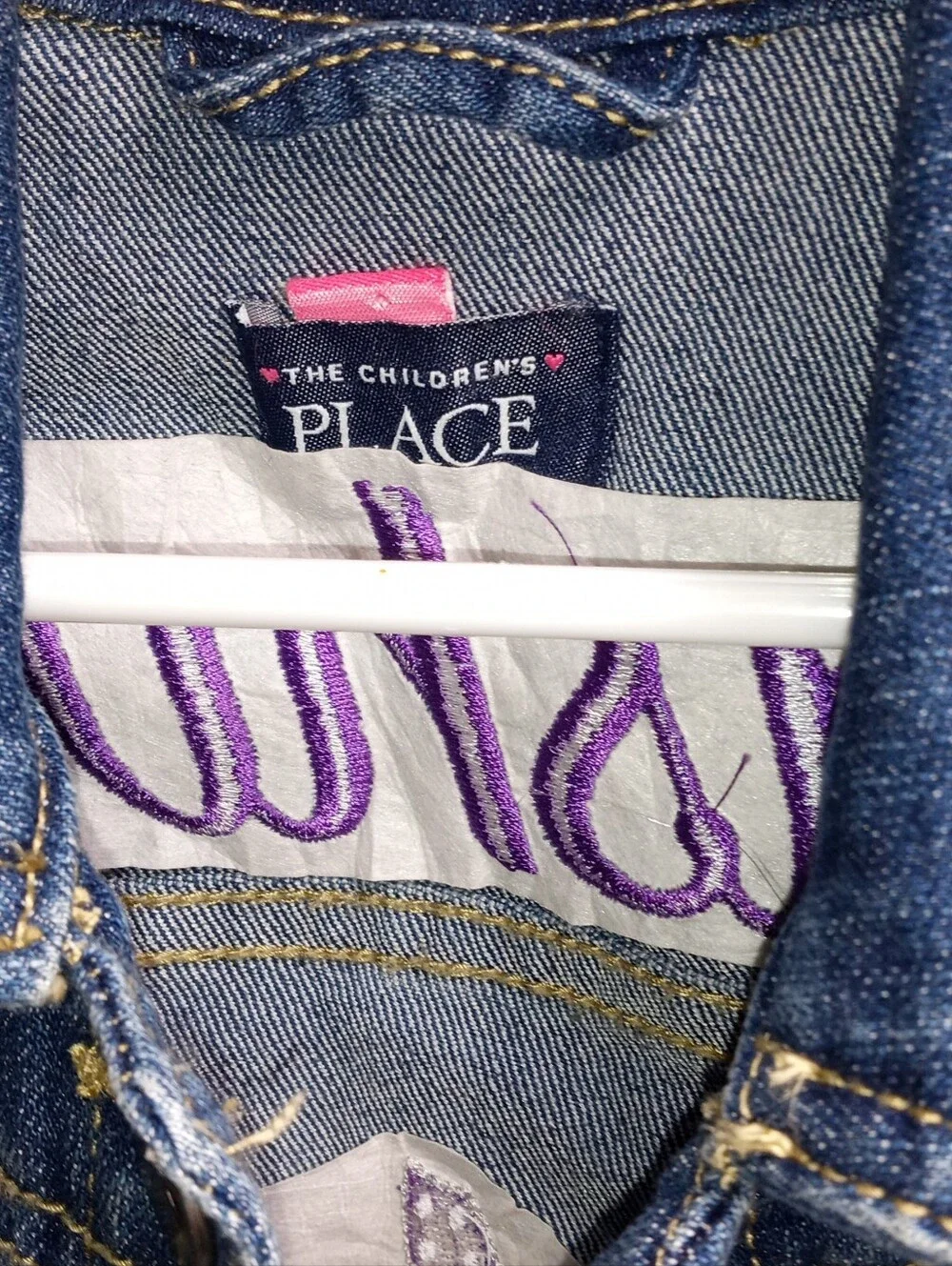 The Children's Place 4T Blue Denim Jacket Nashville Guitar Embroidered Button